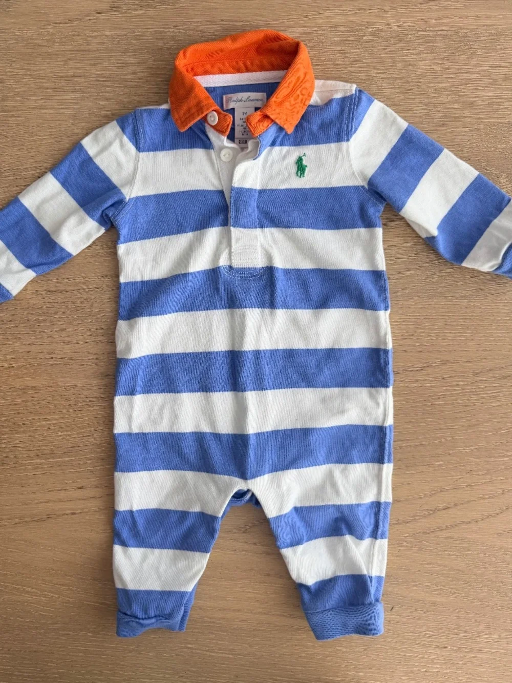 Ralph Lauren Baby Boy Stripe Polo One Piece 6 Mo.
